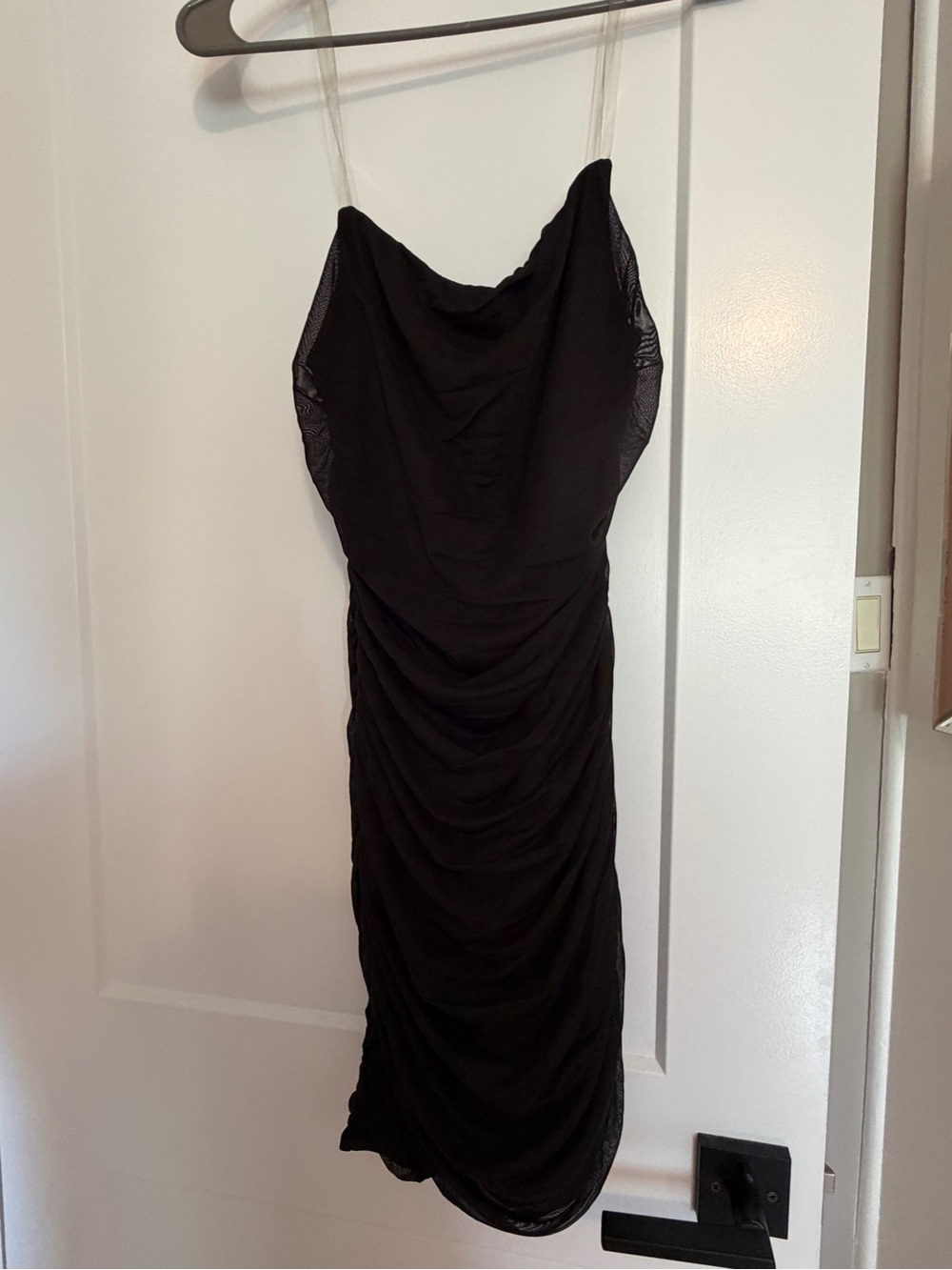 Fashion Nova Black Cowl Ruched Mini Dress
